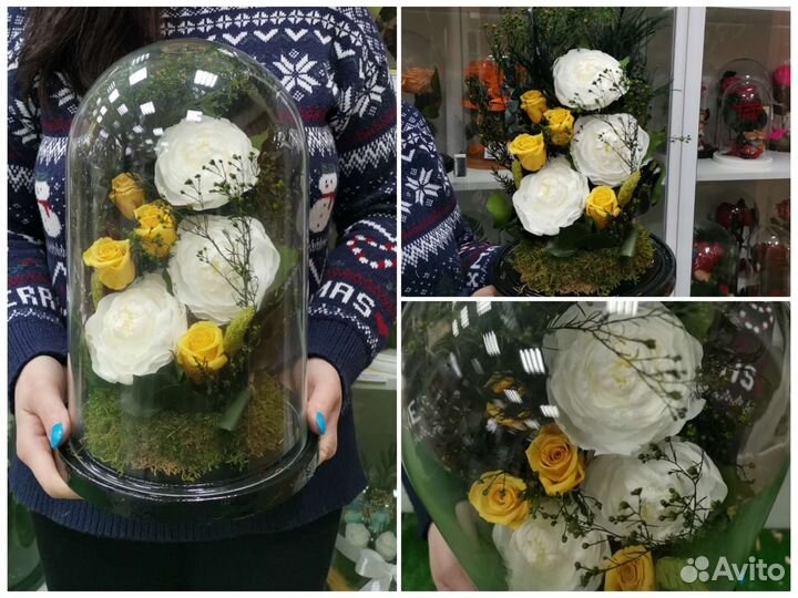 Вечные пионы в колбе - лучший подарок. Арт 133, от