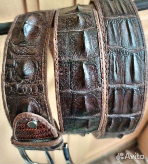 Ремень из натуральной кожи крокодила ручной работы