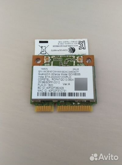 Сетевая карта для ноутбука mPCIe мини PCI-E