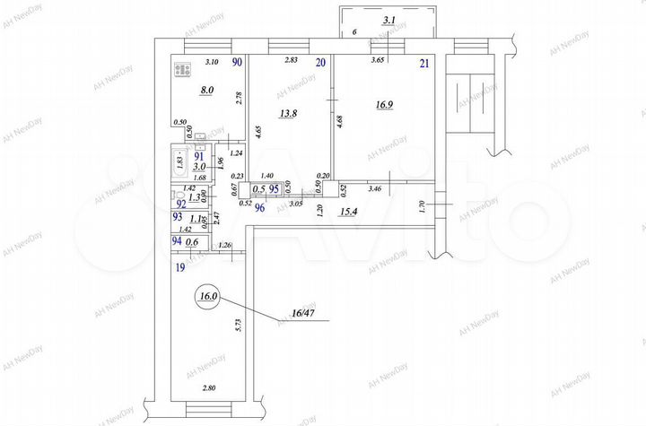 3-к. квартира, 77 м², 4/5 эт.