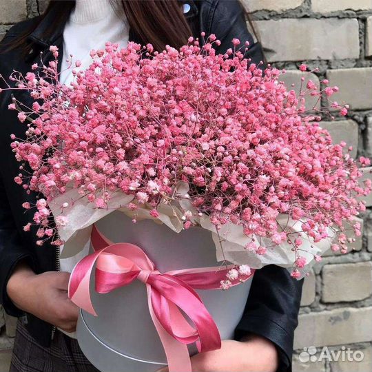 Гипсофила в большой коробке доставка букеты цветы