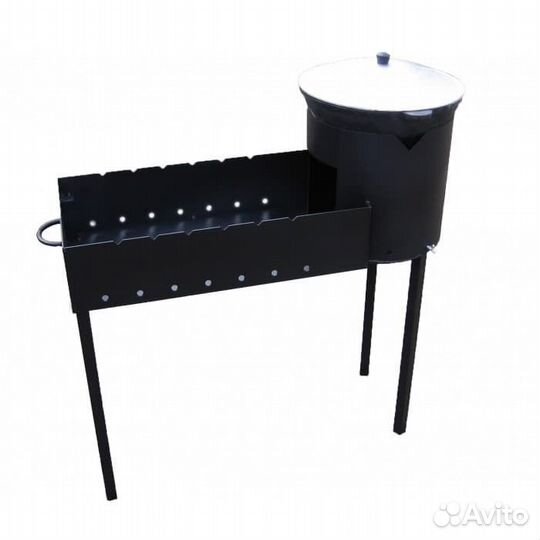 Мангал 3 мм с очагом, казан 10 л, шампура 10 штук