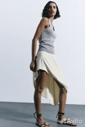 Топ серый zara новый, с люрексом, S