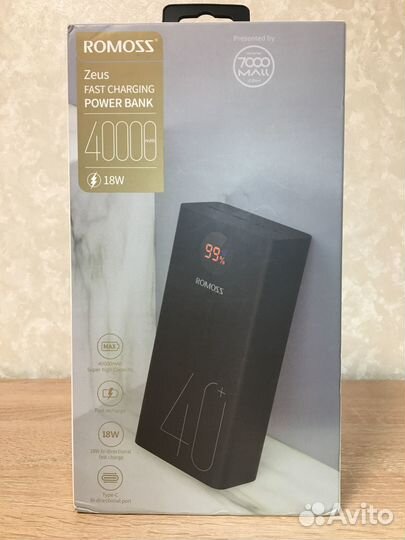 Powerbank Romoss Zeus PEA40 40000mAh 18W Новый
