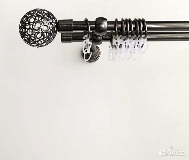 Карниз кованый для штор двухрядный оникс, 300 см