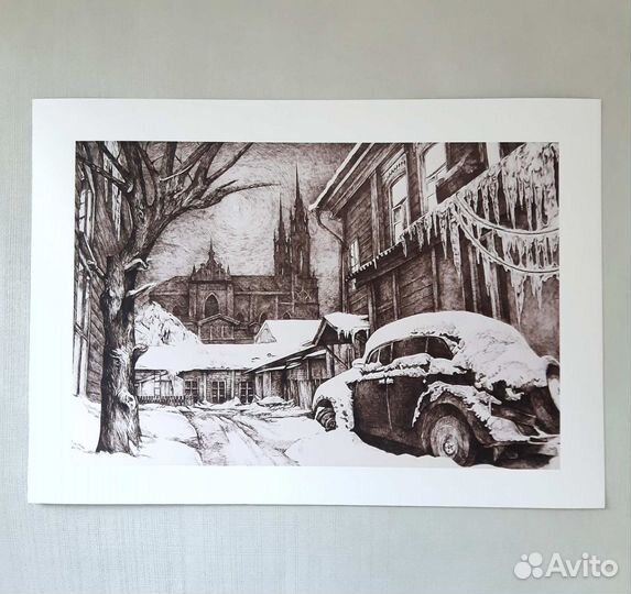 Картина тушью, принт