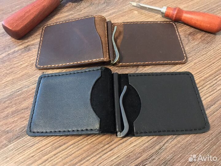 Зажим для денег из натуральной кожи
