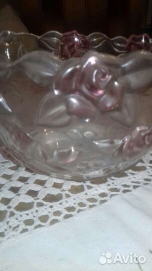 Ваза для фруктов цветное стекло