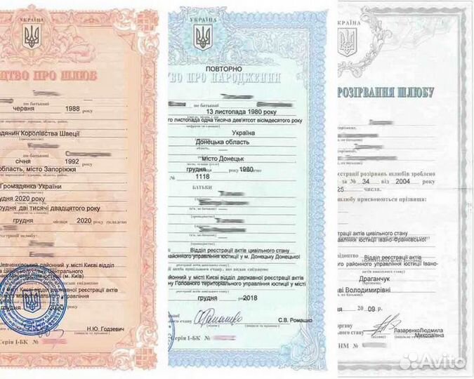 Свидетельство, вытяг, выписки, справки в Украине