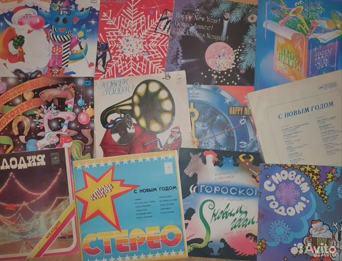 Пластинки со сборниками испонителей и музыки