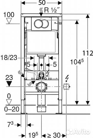 Инсталляция Geberit 458.149.21.1 с кнопкой хром