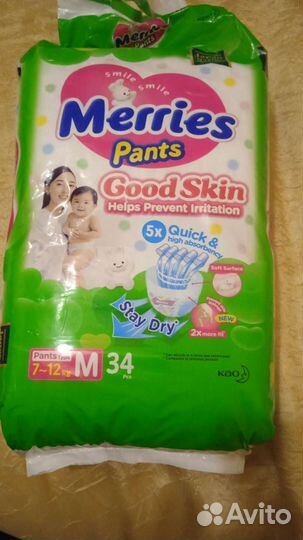 Подгузники трусики Merries good skin M