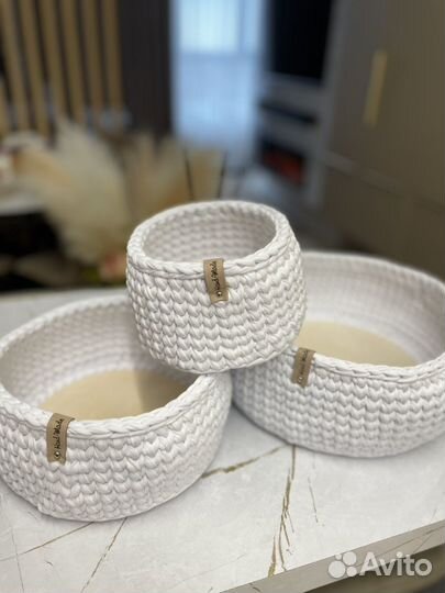 Интерьерные корзины из трикотажной пряжи