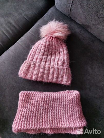 Зимний комплект шапка и снуд для девочки