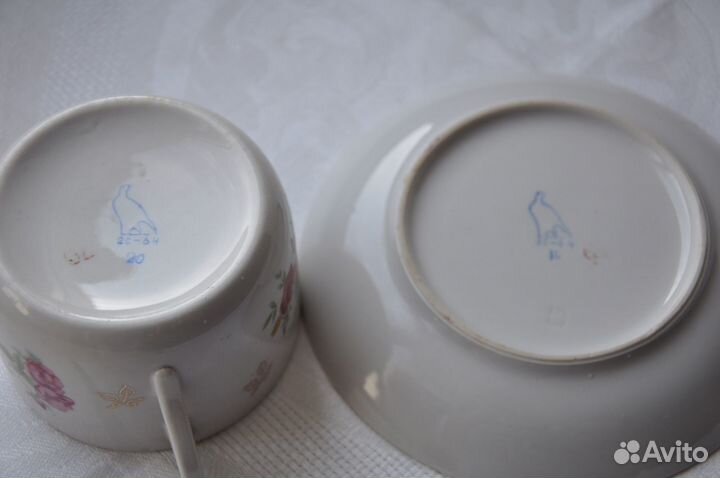 Чайная пара Дулёво, Розы, 1964 г, СССР