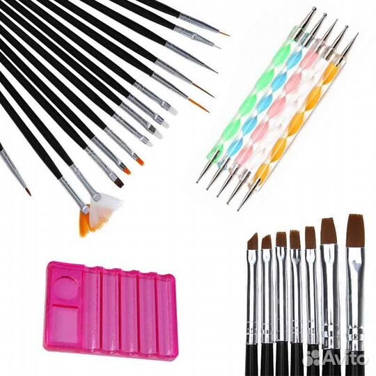 Набор кистей для дизайна и наращивания ногтей №01
