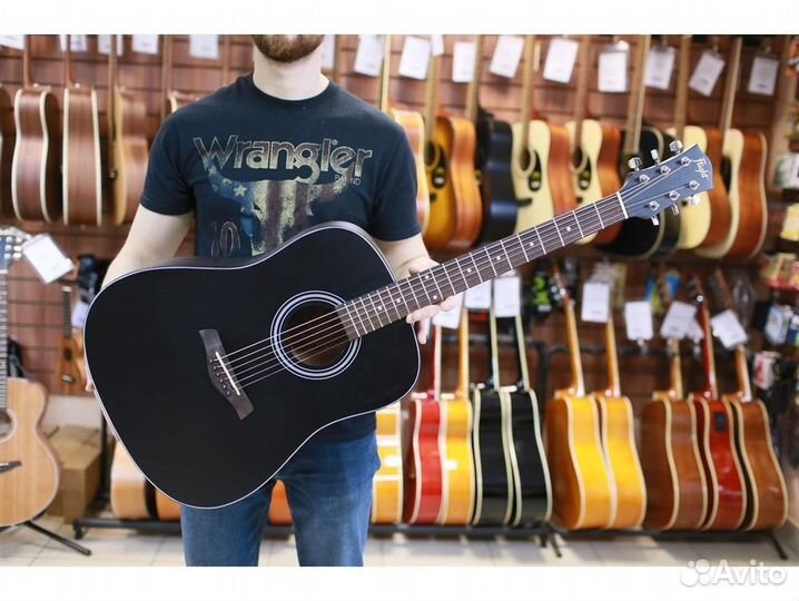 Flight D-175 BK черная акустическая гитара