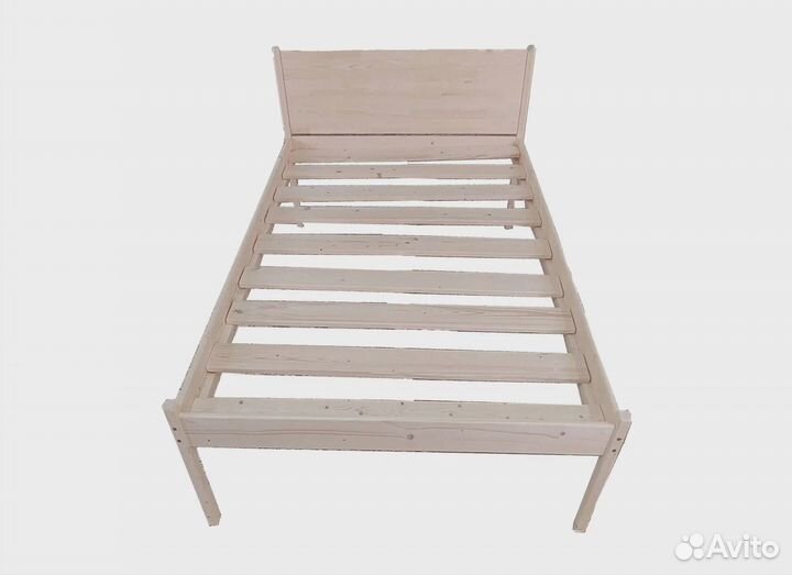 Кровать односпальная из массива-сплошное изголовье