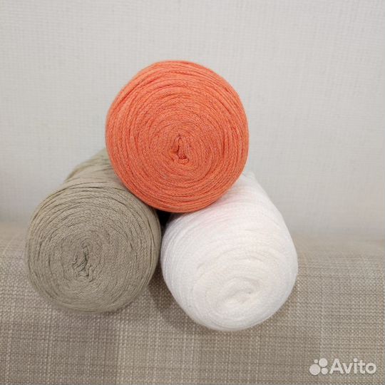 Пряжа для вязания. Хлопок. эко лента
