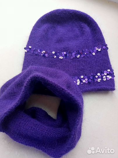 Комплект, шапка бини и снуд