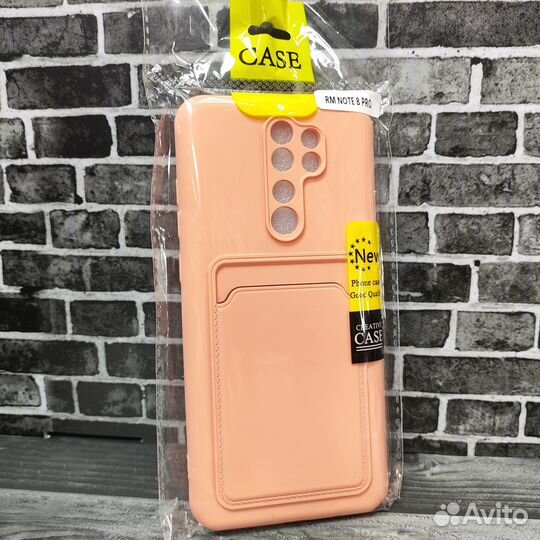 Чехол для xiaomi redmi note 8 pro с кармашком роз