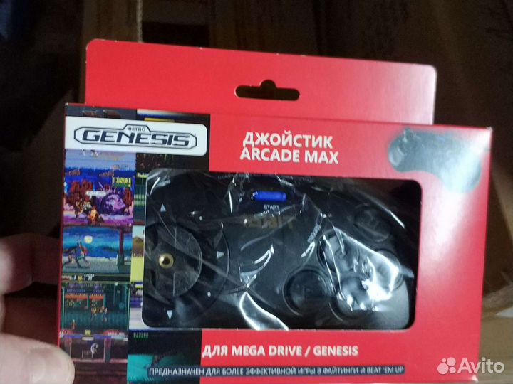 Джойстик Sega 16 bit, блок питания, кабель тв