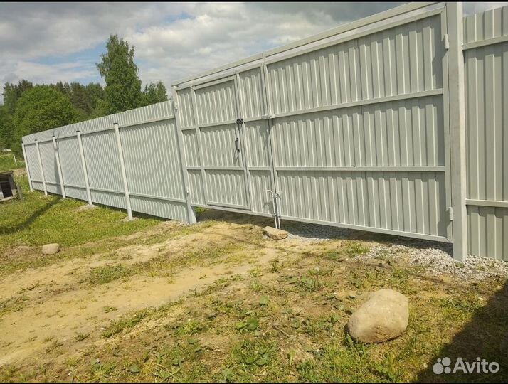 Бюджетный забор 20 м с воротами 4 м - под ключ