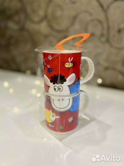 Набор чайных кружек фарфор подарочный, 280 мл