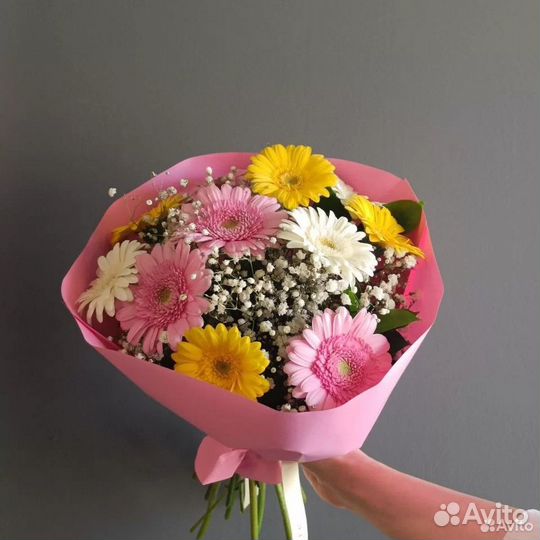 Цветы Гипсофила Герберы Букет гербер