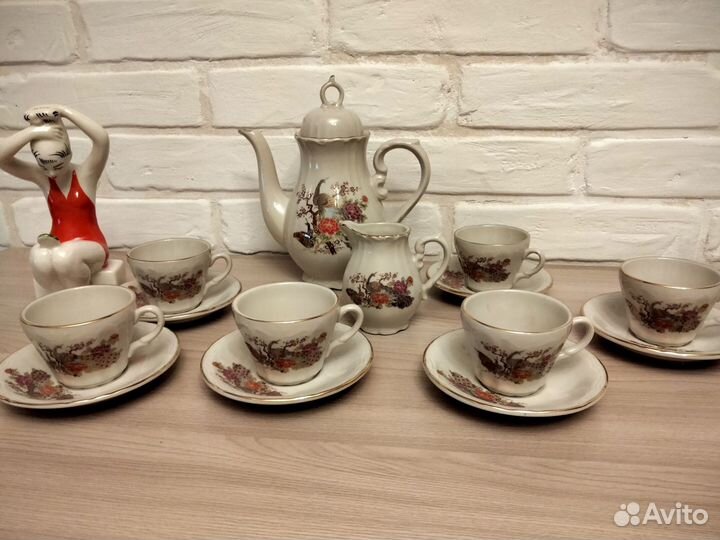 Сервиз кофейный фарфор винтаж Япония Павлины