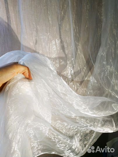 Тюль белый органза на шторной ленте