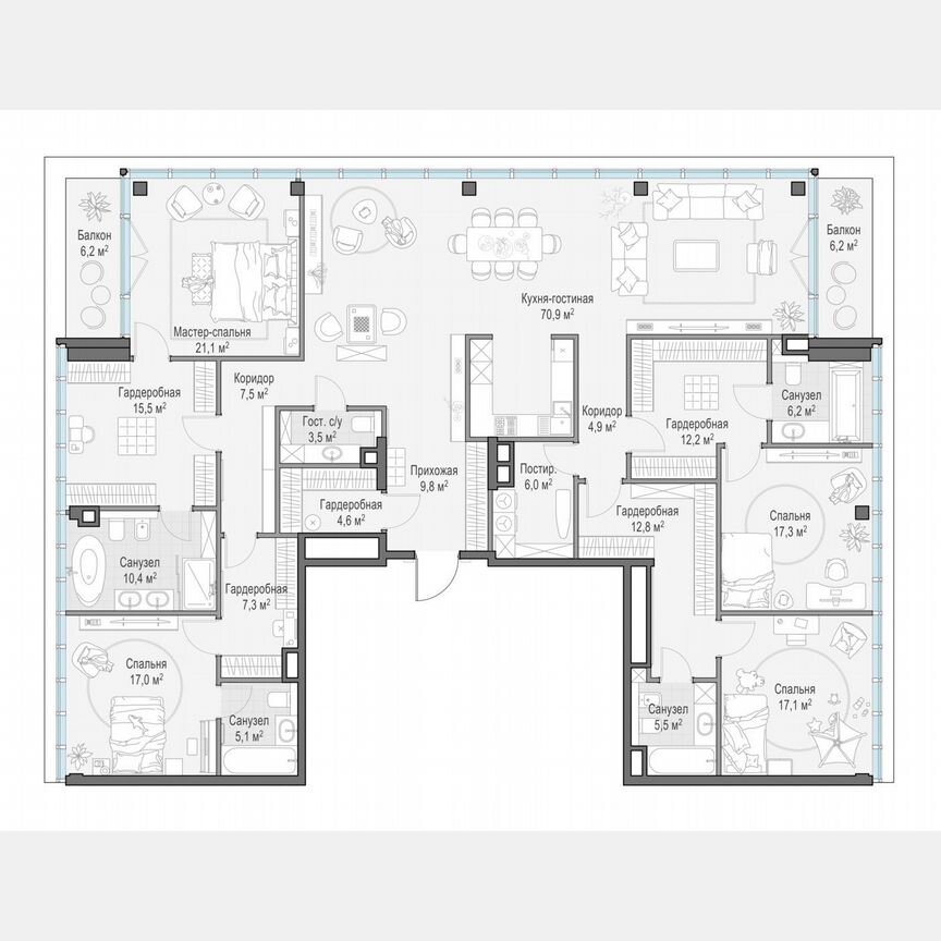 4-к. квартира, 258,3 м², 4/10 эт.