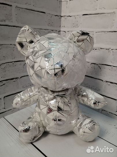 Мягкая игрушка, блестящий медвежонок, серебристый