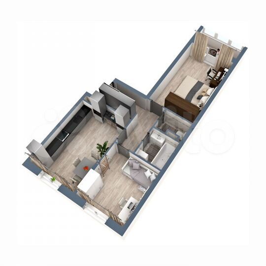 2-к. квартира, 59 м², 13/17 эт.