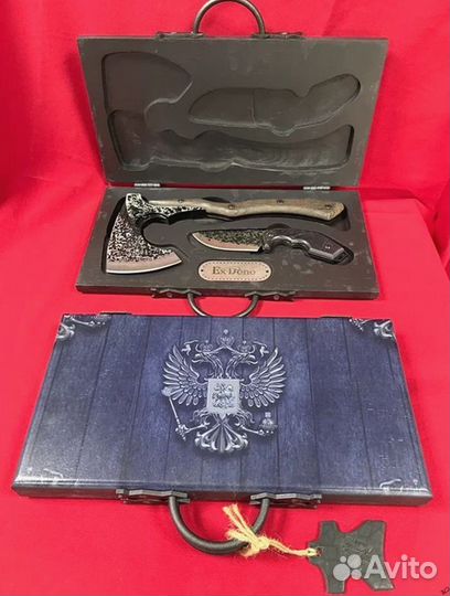 Топор кованый + нож в наборе