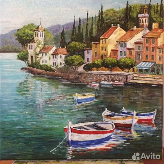 Картина маслом Лодочки