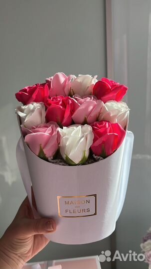 Букет мыльных роз на 8 Марта, цветы, пионы