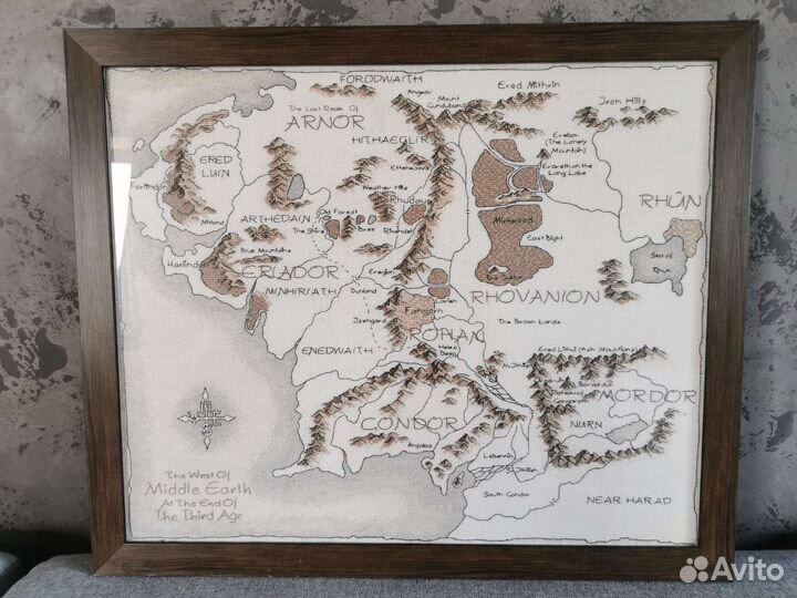 Карта Средиземья, вышивка