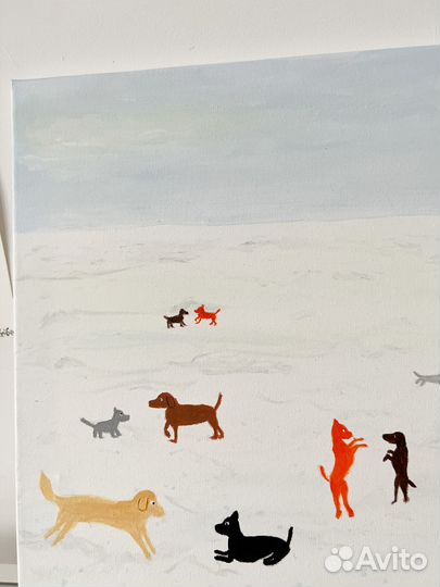 Собачки на заливе, акрил