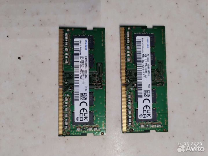 Ddr4 sodimm 4Gb-3200 Samsung 2шт