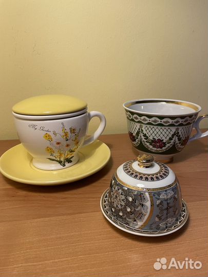 Гжель предметы чашка блюдце для лимона