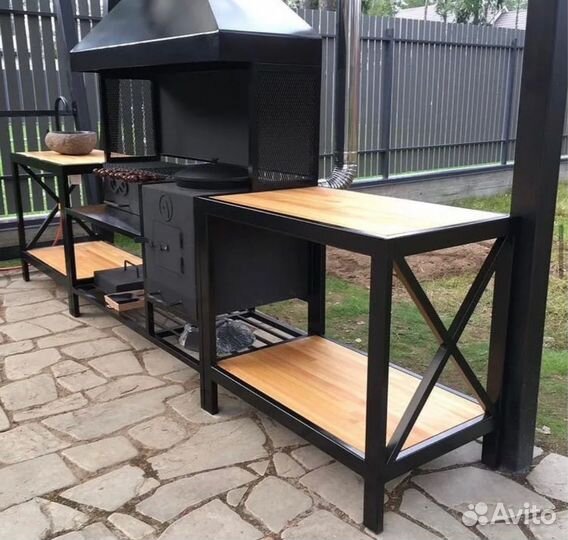 Мангальный комплекс гриль с печью для казана