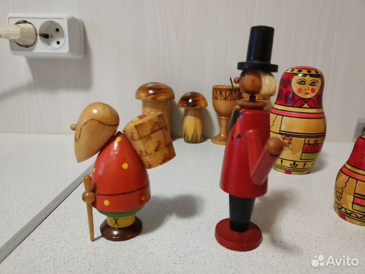 Деревянные предметы,ссср,Дед-грибник,клоун,грибы