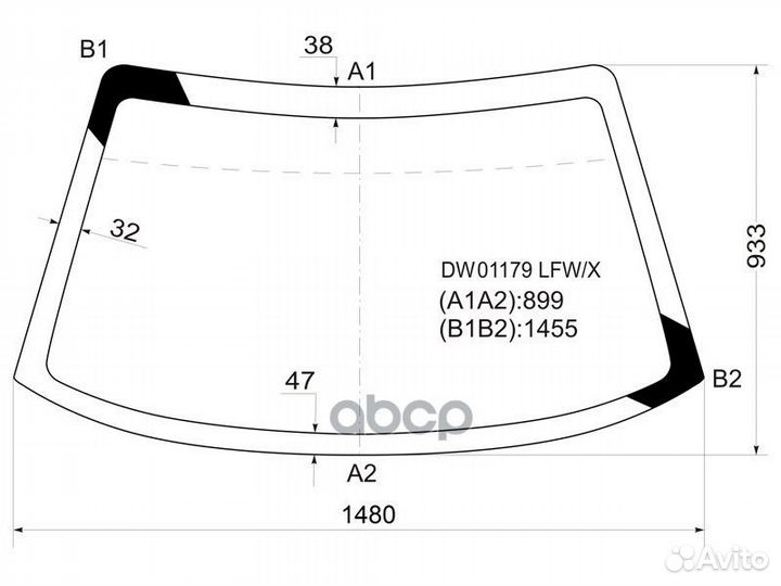Стекло лобовое Dodge Neon 94-99 DW01179 LFW/X XYG