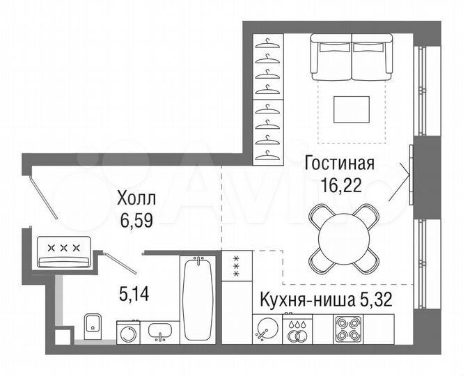 Квартира-студия, 33 м², 30/36 эт.