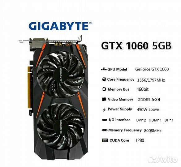 Видеокарта GTX 1060 5GB MSI