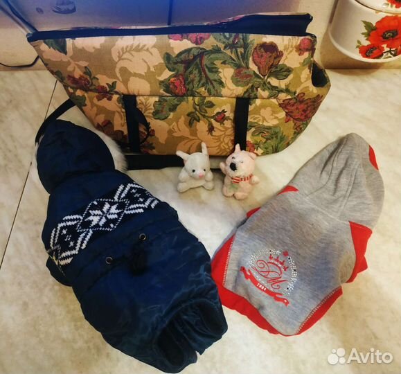 Сумка/переноска для собачки/кошки+2комбинезона+игр