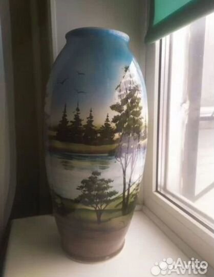 Большая ваза Ручная роспись Фарфор Винтаж