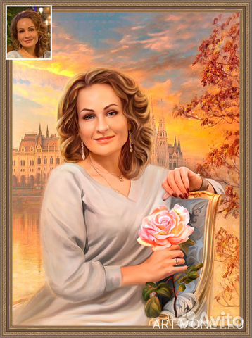 Портрет по фото на холсте. Арт 7049