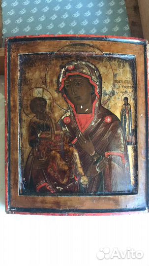 Икона Божией Матери Троеручица В киоте 19 век